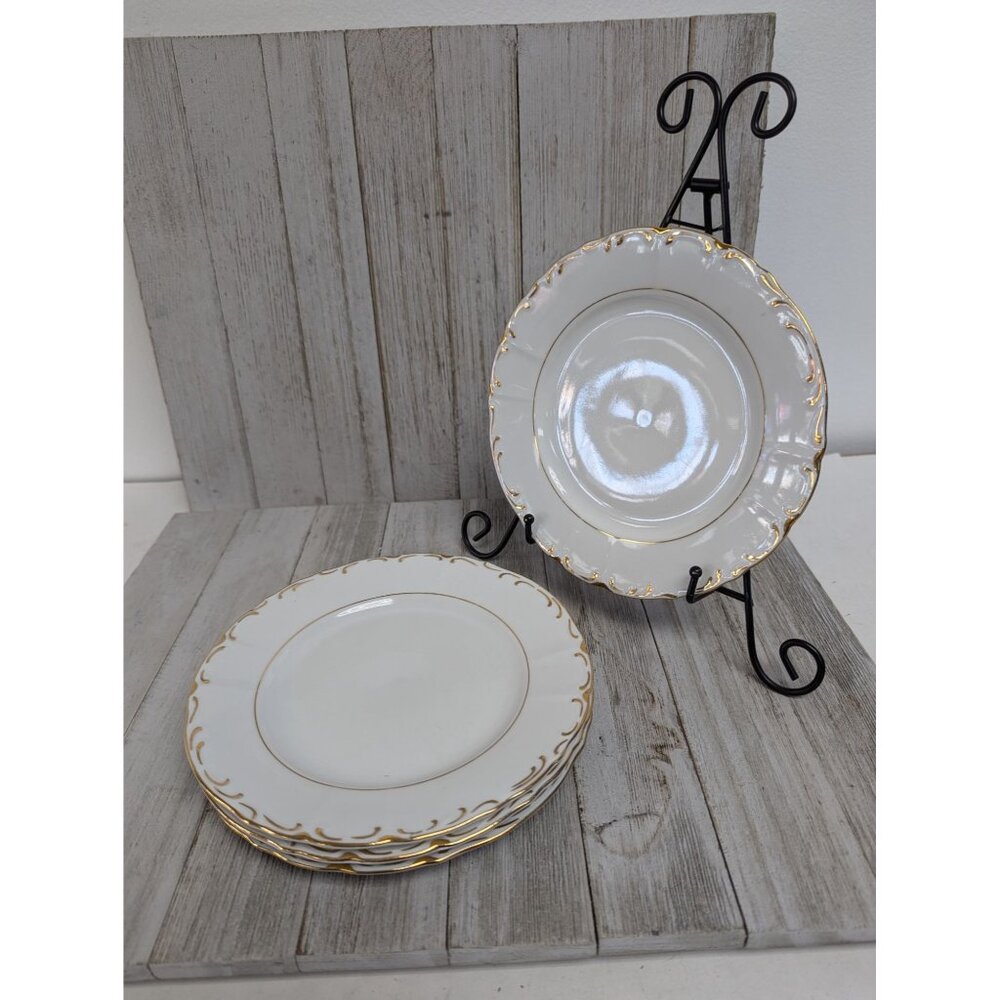 Vintage BOHEMIAN Fine China Set of 4 Bread Dessert Plates Czechoslovakia BOH53